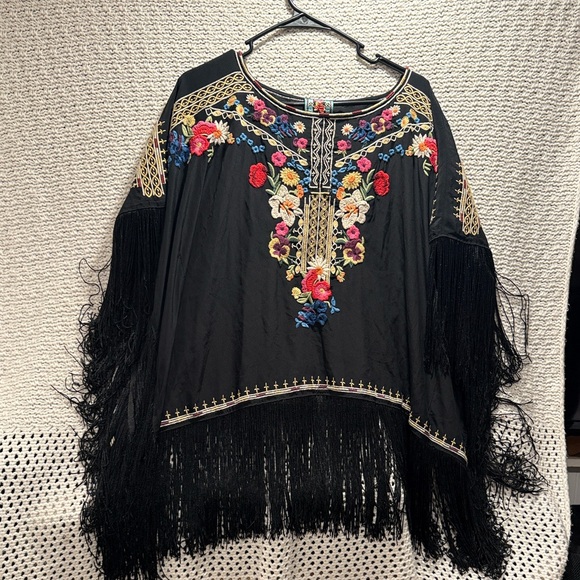Johnny Was Embroidered Black Floral Women's Top - Picture 4 of 9